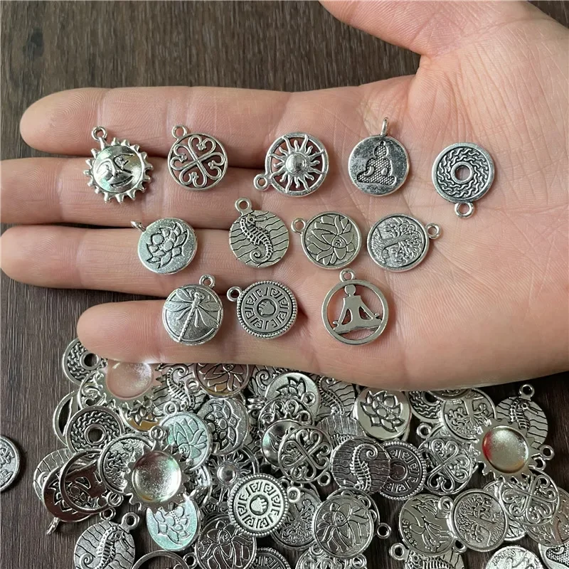 20 sztuk 15mm mieszana partia wielu różnych wzorów Tag wisiorki DIY ręcznie robione naszyjniki bransoletka elementy łączące urok akcesoria — zdjęcie 2