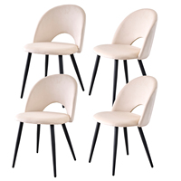 Set of 4 Stylish Dining Chairs, Nordic Style Comfortable Cushion Hollow Design, Metal Legs, for Living Room/Bedroom