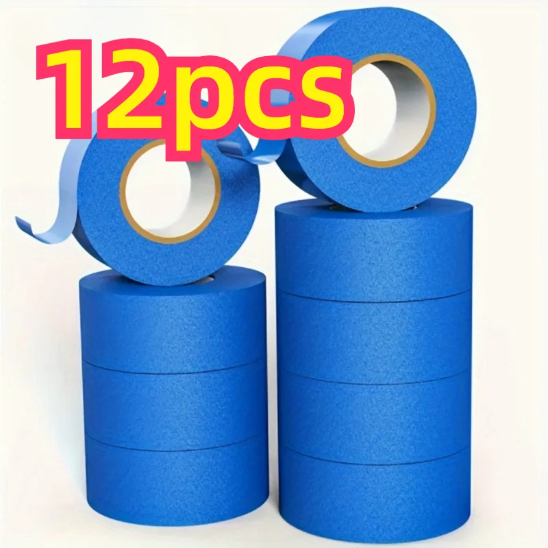 

12 Pieces of Waterproof Blue Painter Tape - Home, Office, School DIY Arts & Crafts, Removable Masking Tape for Painting and Labe