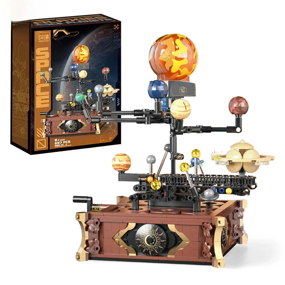 HUIQIBAO MOC Ruimte Zonnestelsel baan planeet Model kleine Bouwsteen Luchtvaart Ornament Baksteen Speelgoed Voor Kinderen Bureau Decor. - afbeelding 2