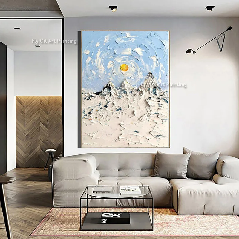 Hand Painted Ski Sport Oil Painting On Canvas Winter Canvas Wall Art Personalized Gift Skier On Snowy Mountain Home Art For Home