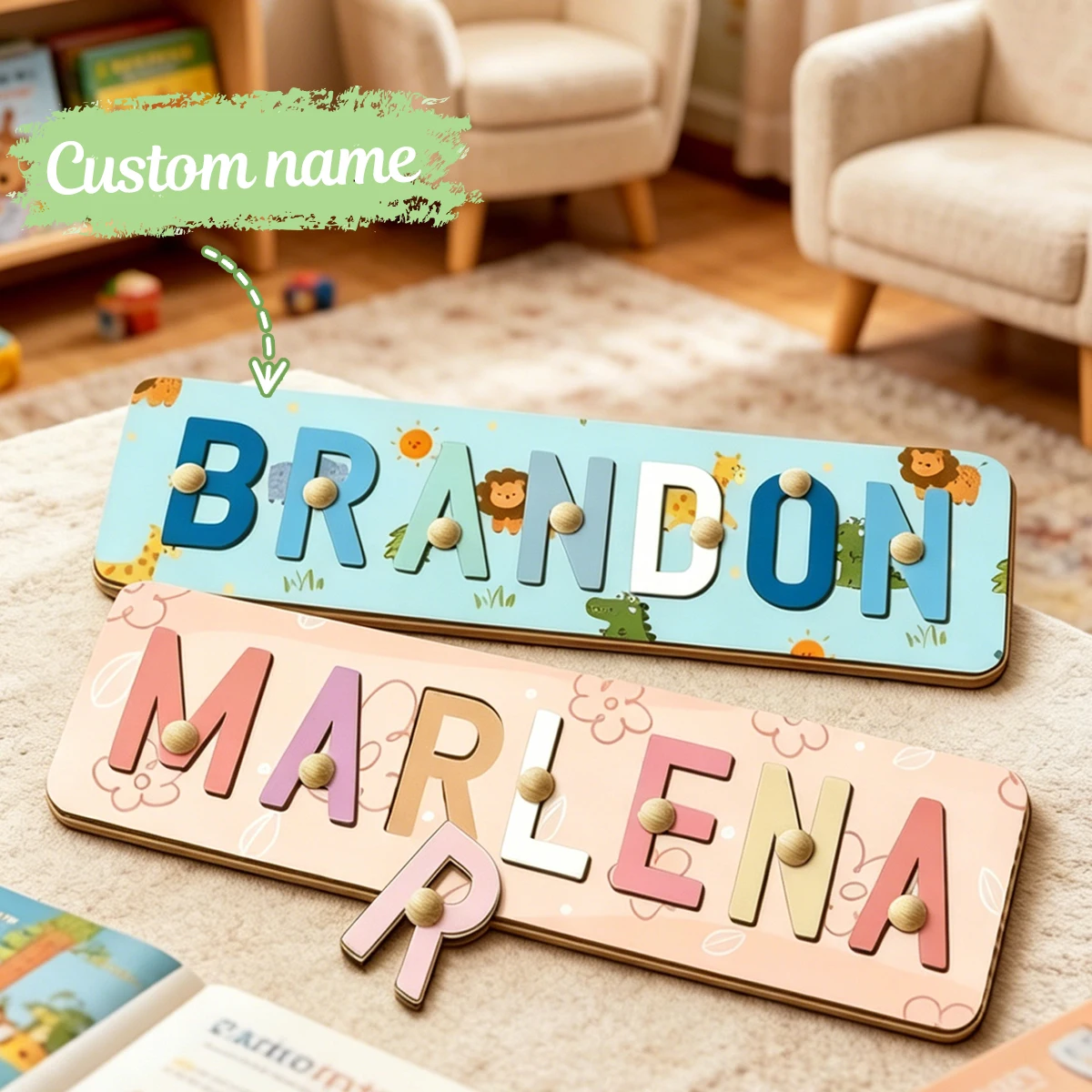 Personalized Patterned Wooden Nameplates, Custom-Designed Letter Wall Decorations, And Handmade Gifts Are Suitable For Birthday