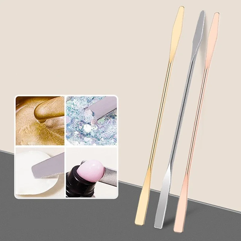 Tige d'agitation de crème d'ombre à paupières pour Nail Art, outil d'agitation de Gel en métal inoxydable, épingle de spatule, accessoires et outils de mélange de Pigments pour ongles