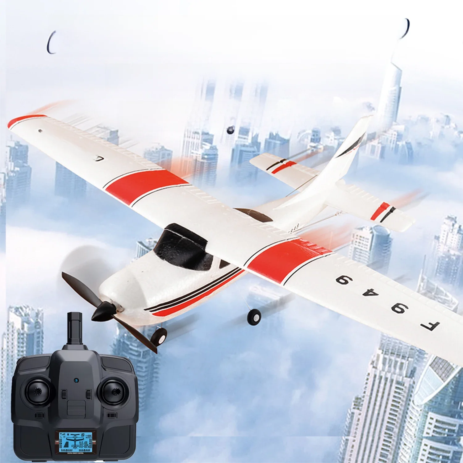 【C0】WLtoys 2.4G F949 LCD-Version RC-Flugzeug Cessna 182 3D6G 3-Kanal-Festflügelflugzeug Outdoor-Drohne RTF mit Gyroskop und Nacht