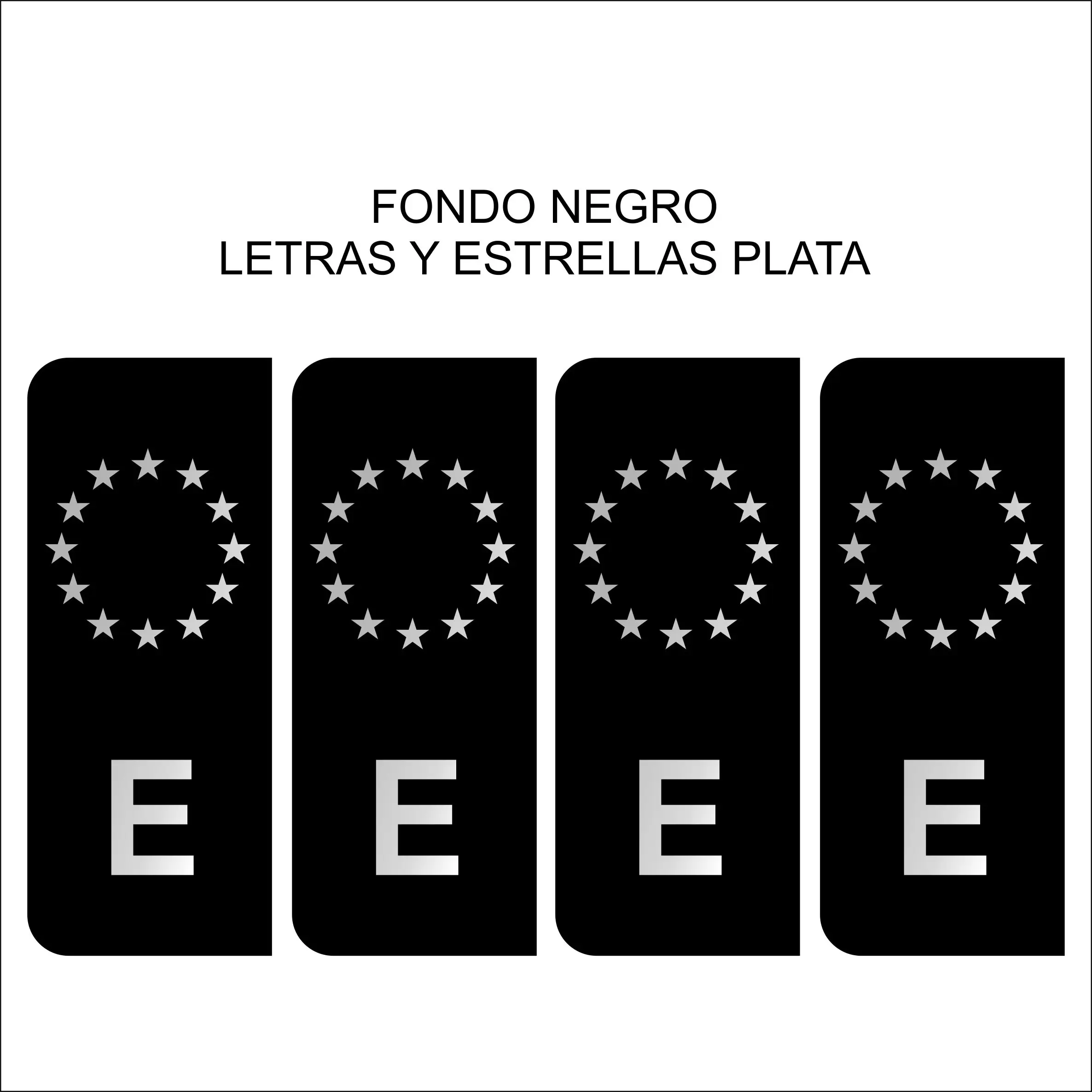 4 X vinyl STICKER STICKER black license plate + Spain silver EU E UNION EUROPE black STICKER