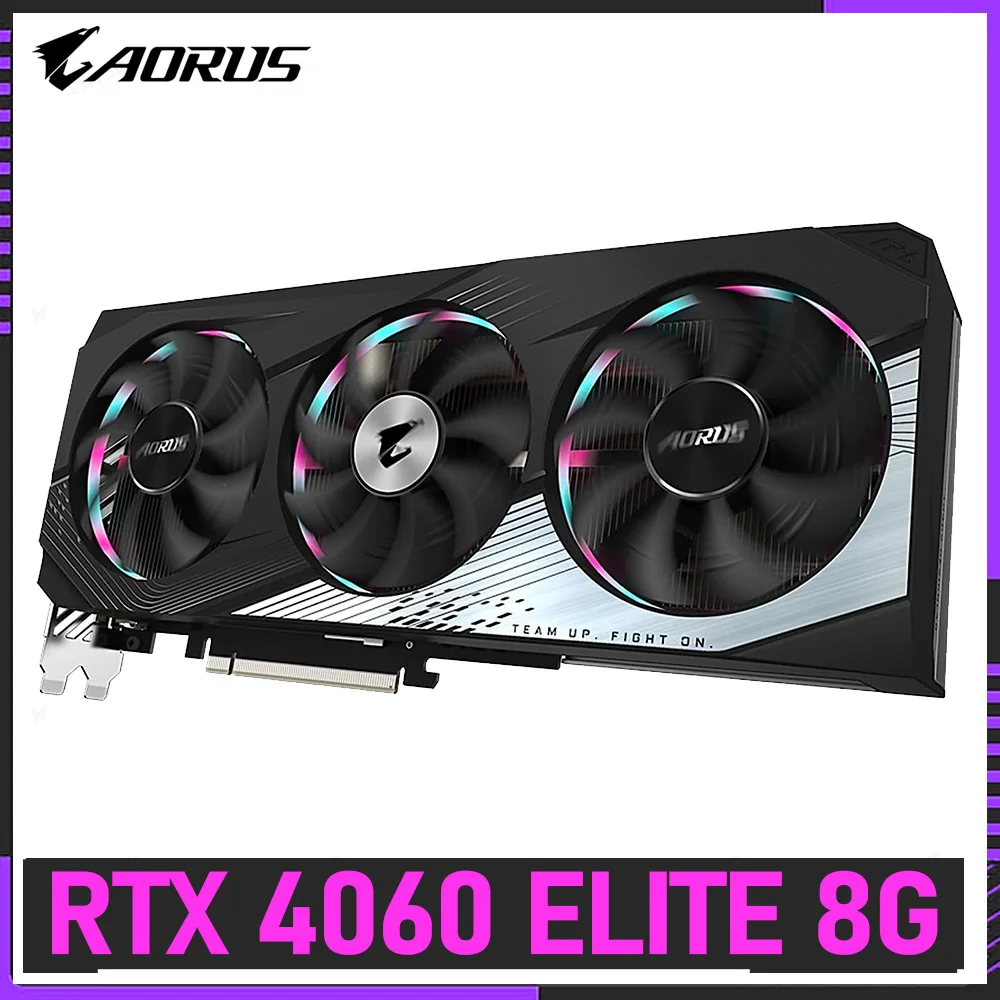 Imagem -04 - Placa de Vídeo Aorus-geforce Elite 8g Rtx 4060 Gddr6 1800mhz 8pin Pci-e 4.0 Suporte Triplo para Ventiladores Cpu Intel Adm Placa de Vídeo