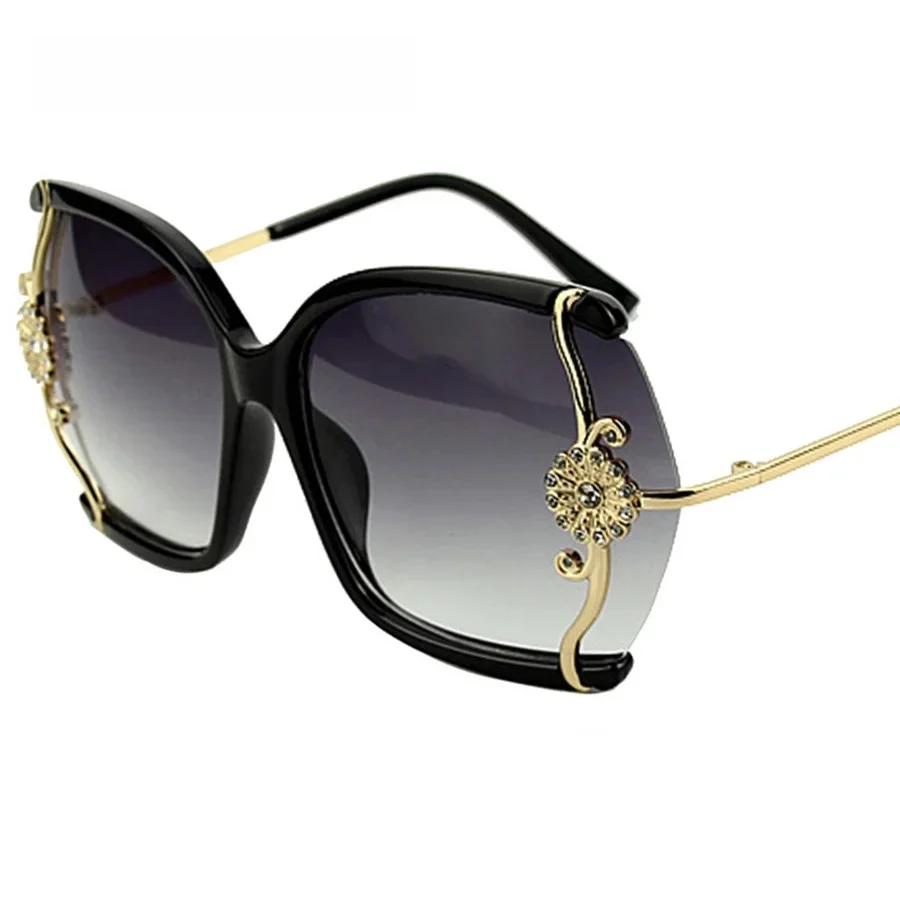 Okulary przeciwsłoneczne damskie Oversize luksusowa marka Design Retro Travel Drive pół-Rimless kwadratowa ramka Vintage okulary przeciwsłoneczne damskie 4 kolory — zdjęcie 2