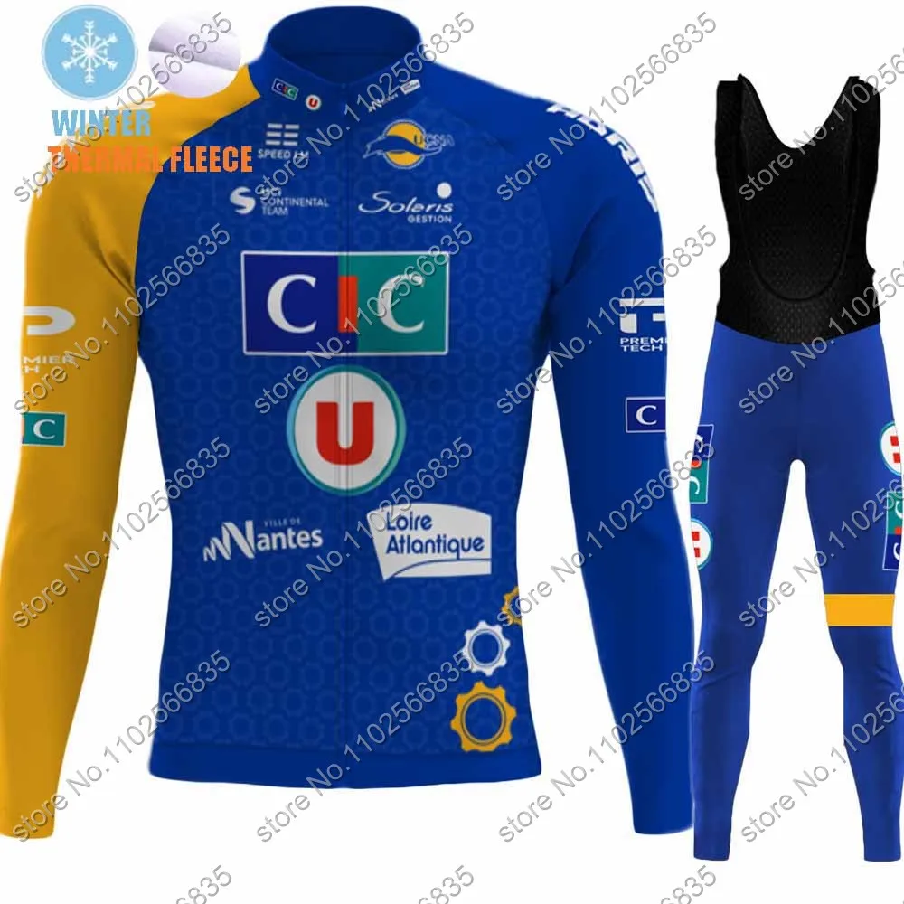 CIC U Nantes Atlantique 2024 Cycling Jersey Set Men Long Sleeve France Cycling Clothing Suit MTB Bike Road Pants Bib Maillot