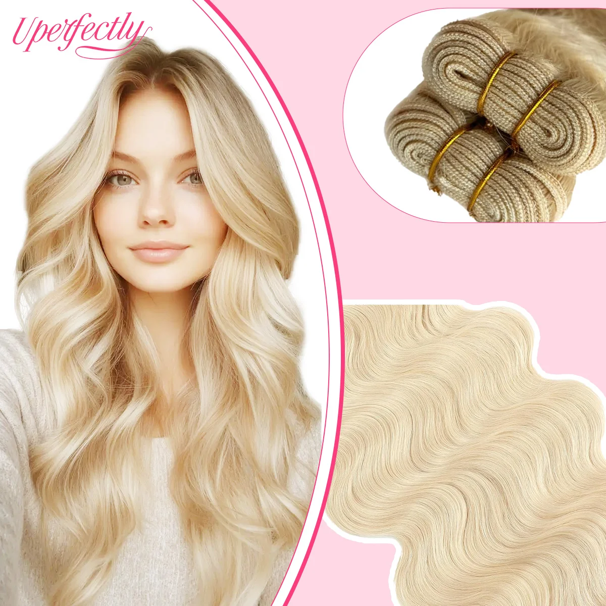 Uperfectly 12-26 Inch Body Wave Sew In Human Hair Weft Remy Hair Extensions Double Weft 100G Human Hair Bundles For Women
