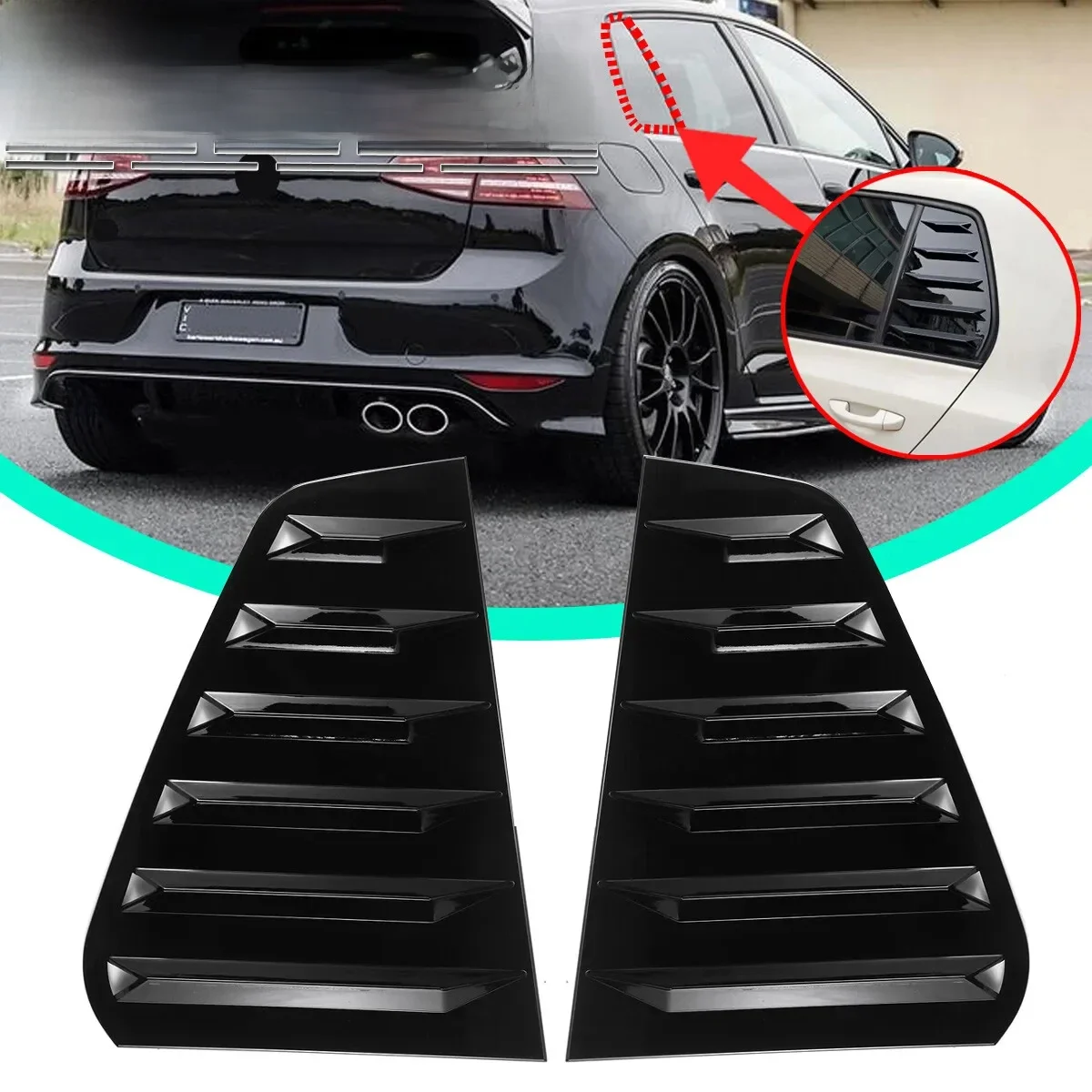 Paar Achterzijde Raambekleding Spoiler Voor Vw Golf 5 Golf 6 Golf 7 MK5 MK6 MK7 MK7.5 2003-2020 Venster Sluiter Cover Louvre Ventilatieopeningen - afbeelding 2
