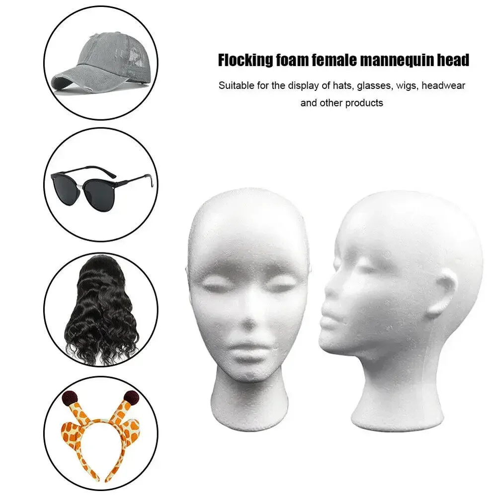 

1Pcs Female Styrofoam Foam Mannequin Manikin Head Model Hat Glasses Display Foam Mannequin Head Model Hat Wig Display Stand Rack