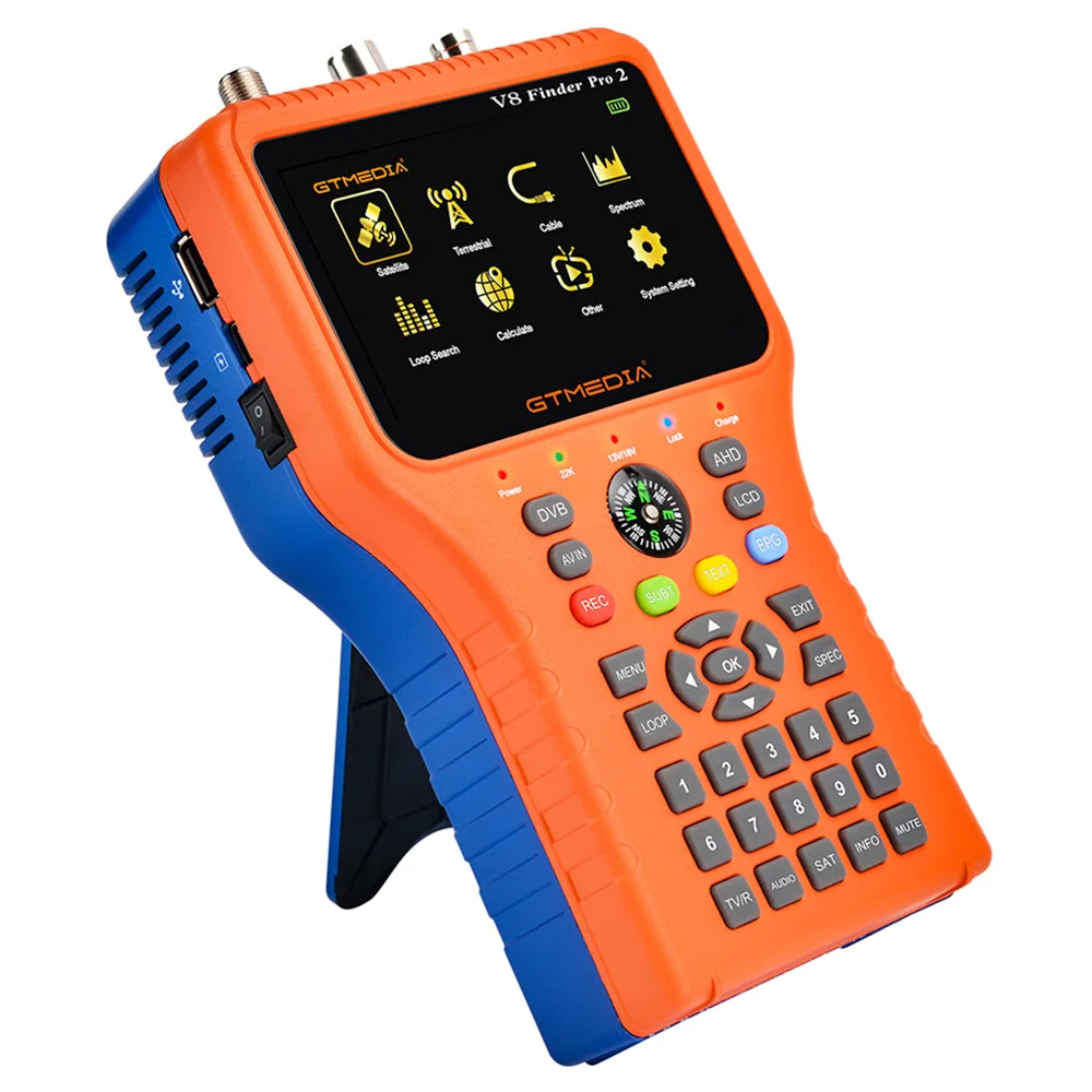 GTMEDIA V8 Finder PRO 2 Combo Misuratore di segnale satellitare ATSC‑C Rilevatore di segnale satellitare digitale Supporta DVB‑S2X/S2/S DVB‑T2/T DVB‑C Analizzatore di spettro Tester portatile per