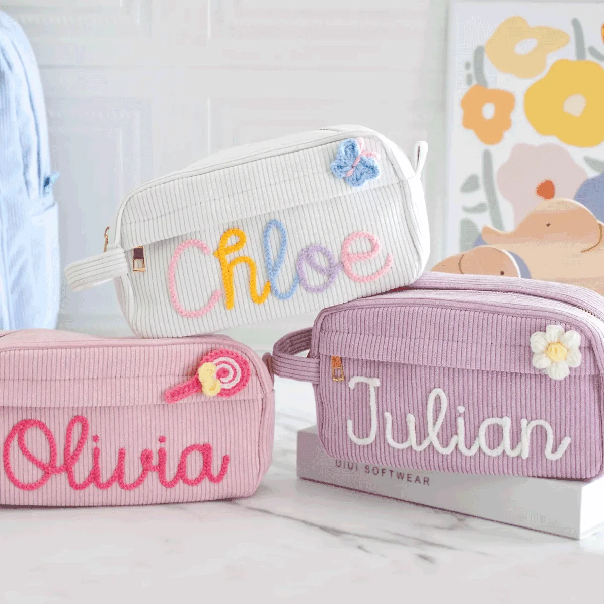 1 Stück personalisierte Kosmetiktasche aus Cord – personalisierter Namensbeutel | Stilvolle, Schlichte, Mini und Tragbare Handliche Aufbewahrungstasche – Detail 12