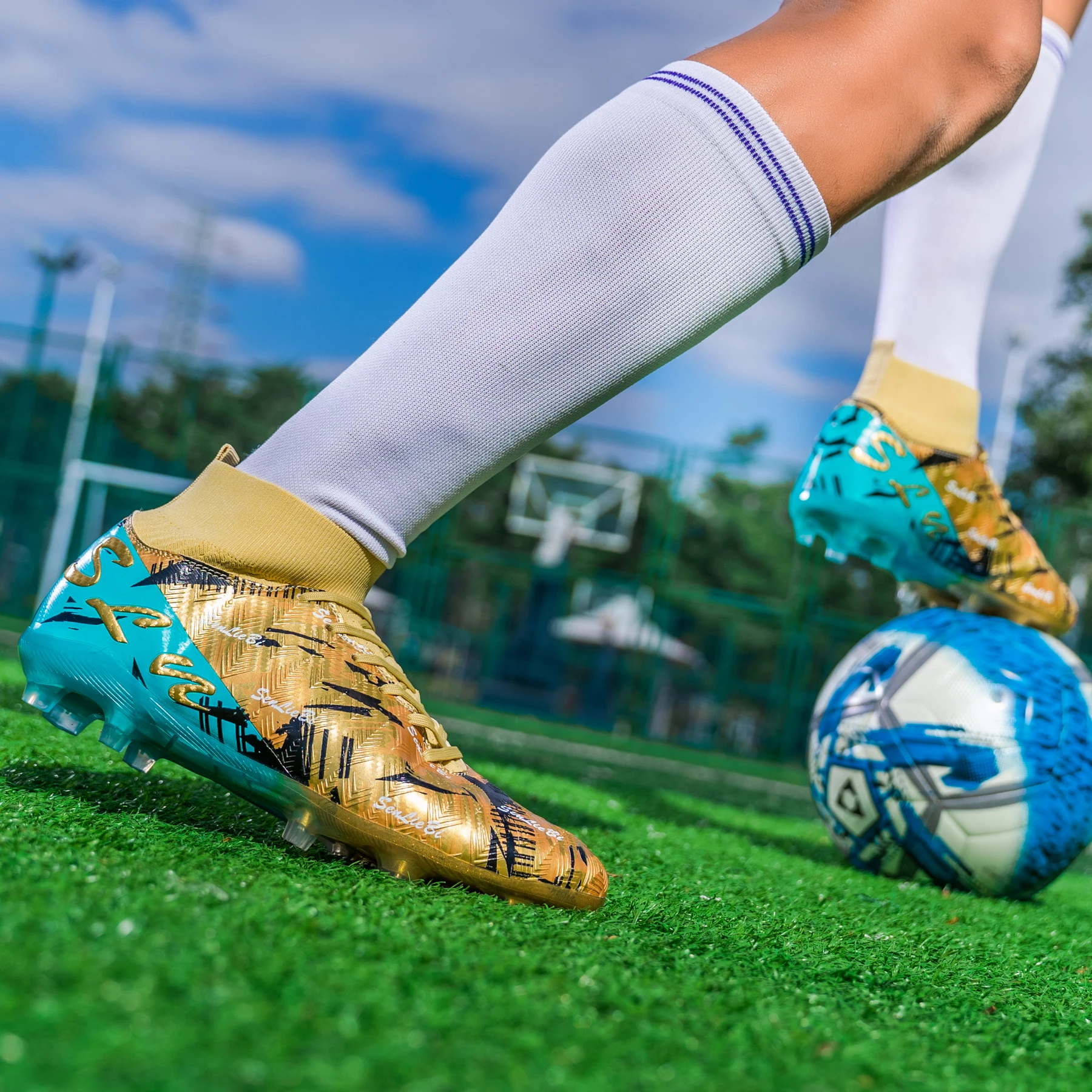 High-Top Soccer Cleats Premium Gradient Football Boots Stylish Performance Shoes 4 Colors Unisex