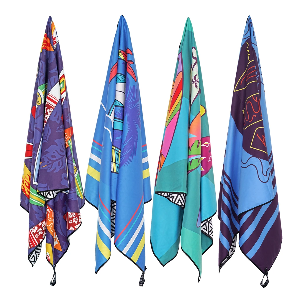 Surf Printed Quick Drying Microfiber Beach Towels, Sand Free, Suit for Swimming, Cycling,Riding,Outdoor Sports