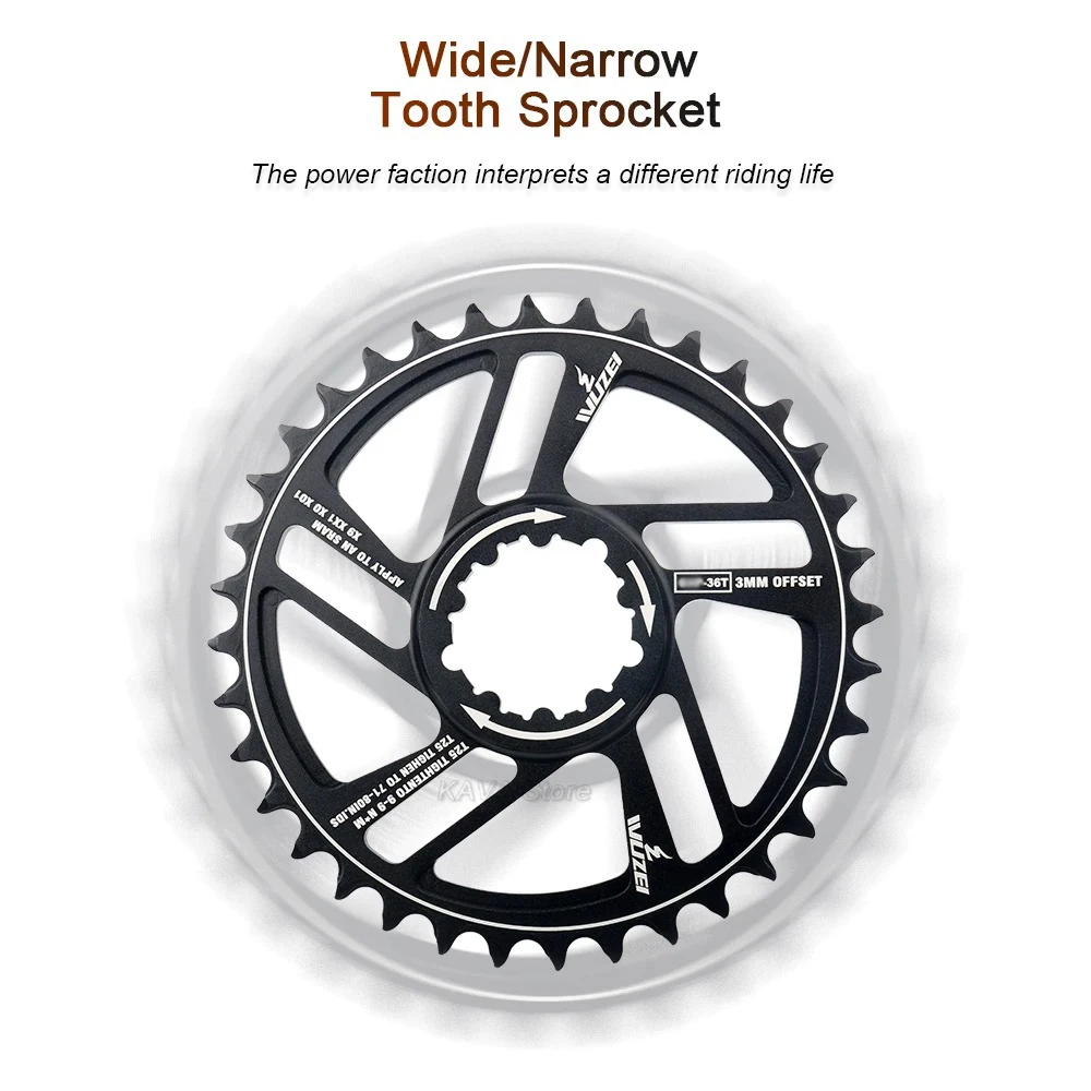 WUZEI MTB 3 Bolzen Kettenblatt 30T 32T 34T 36T 38T 40T 42T Offset 1mm/3mm/6mm CNC Kettenrad für Sram 11/12S NX XX XO GX GXP11 – Detail 2
