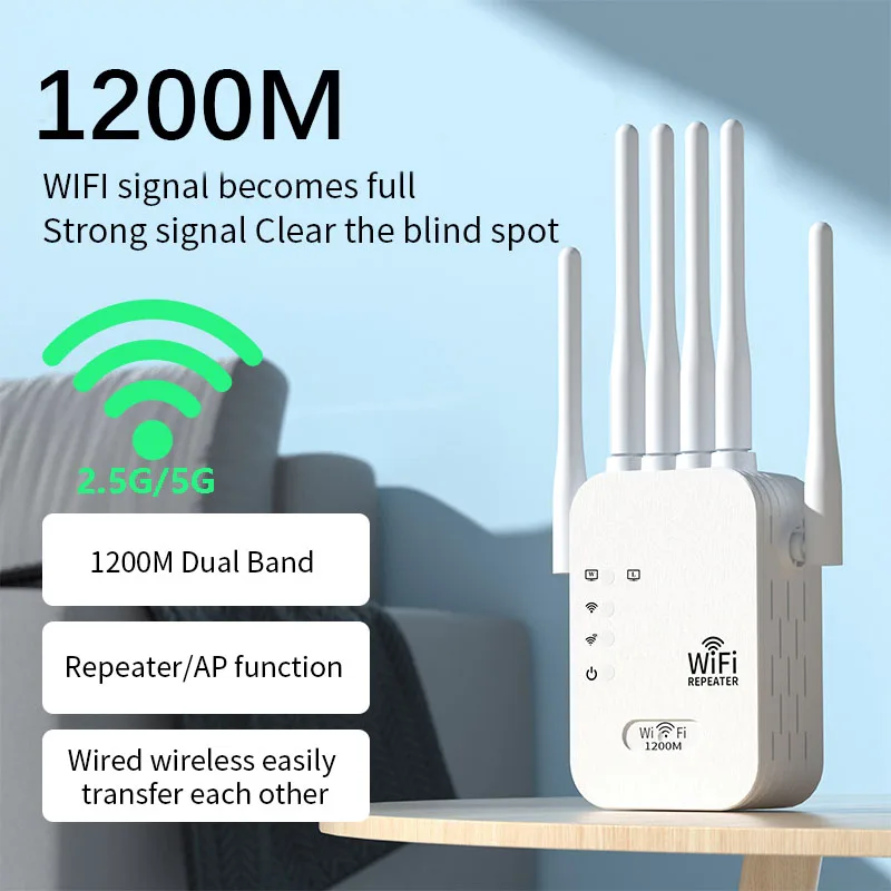 

WiFi signal booster amplifier extender supports WiFi 6 repeaters 3000+square feet, 5GHz/2.4GHz