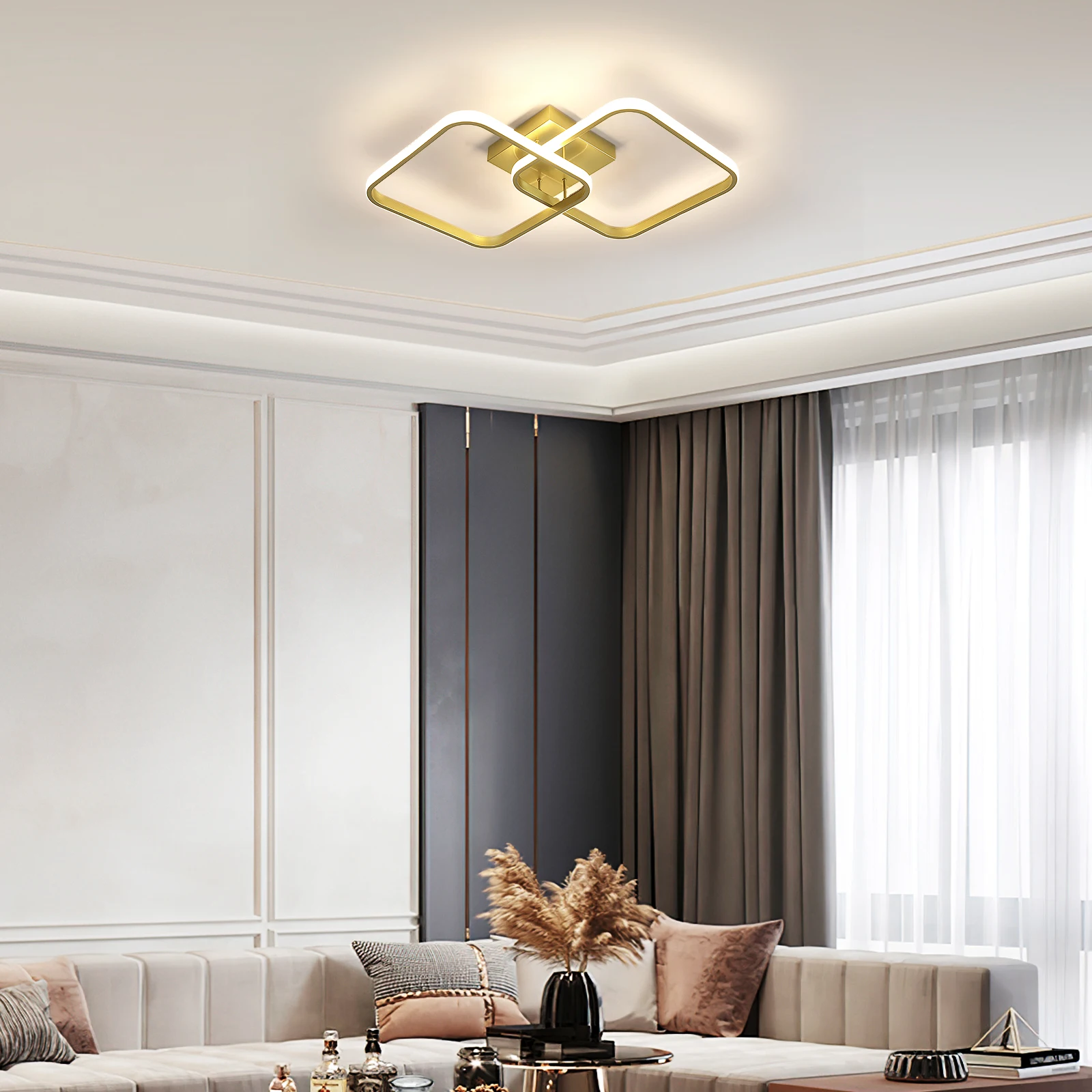 Moderne quadratische Deckenleuchte, LED-Kronleuchter, 42 W Acryl-Deckenleuchte für Küche, Esszimmer, Wohnzimmer, Studio, Büro, 6500 K – Detail 12