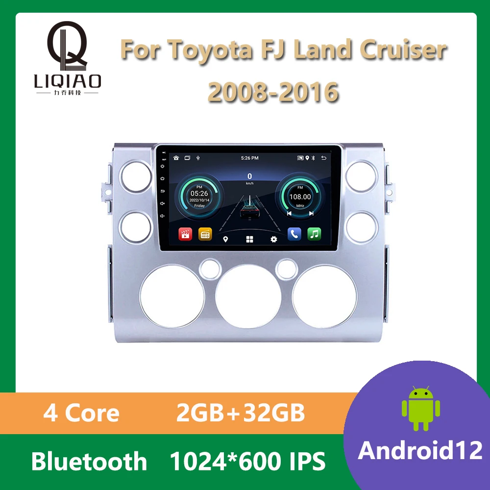 

Автомагнитола 2 Din для Toyota FJ Land Cruiser 2008-2016, Android 12, мультимедийный видеоплеер, GPS-навигация, без DVD, Bluetooth, FM, USB