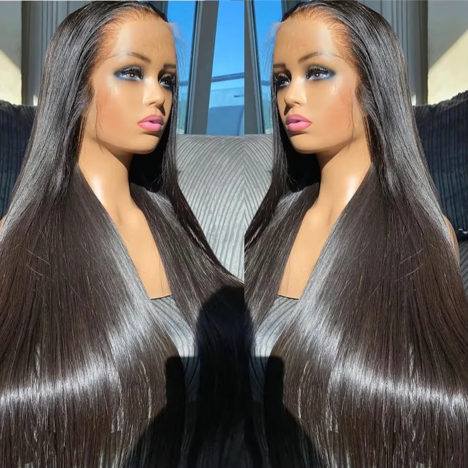 30 40 Inch Bone Straight 13x6 HD Lace Frontal Wigs Pre Plucked Brazilian Transparent Lace Front Human Hair For Women 200 Density