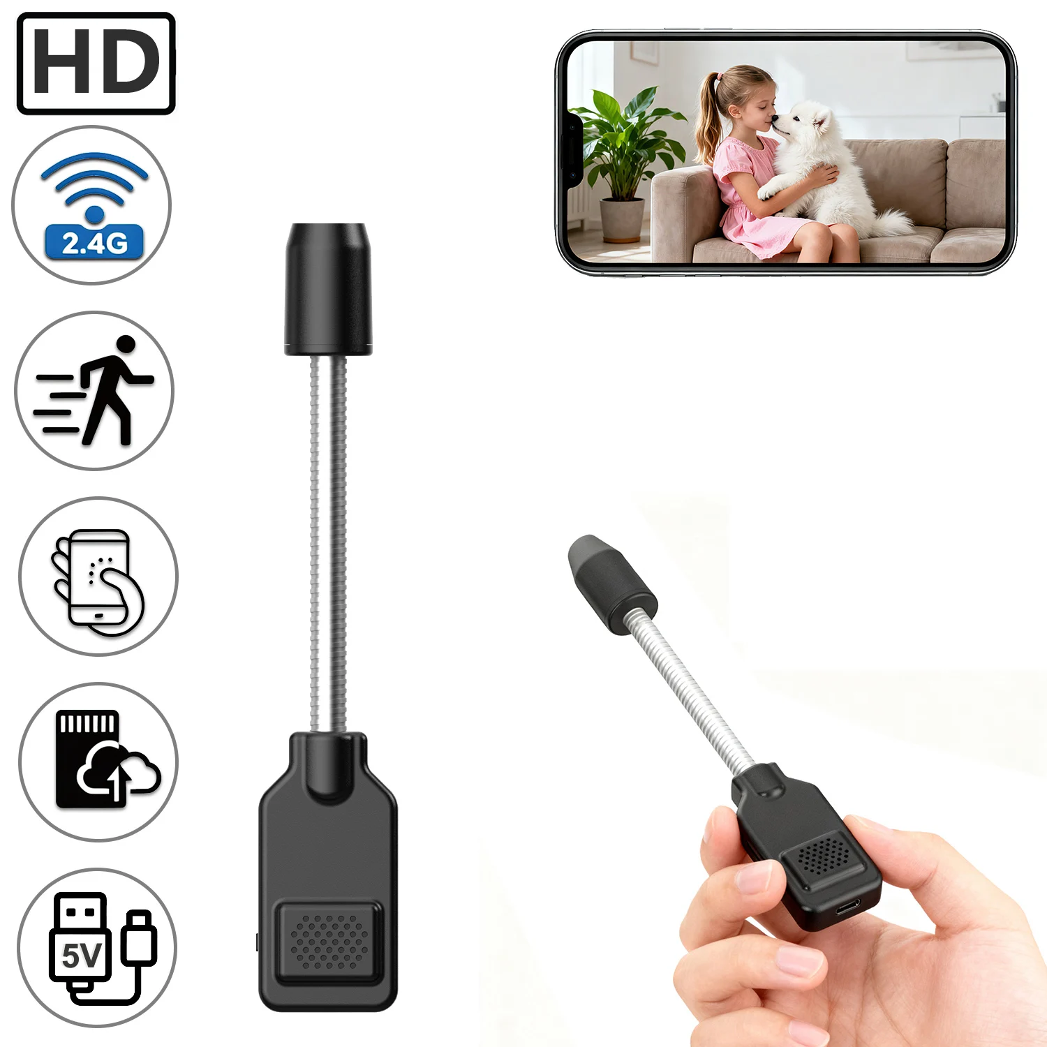 Mini Portable Gooseneck WiFi Security Camera