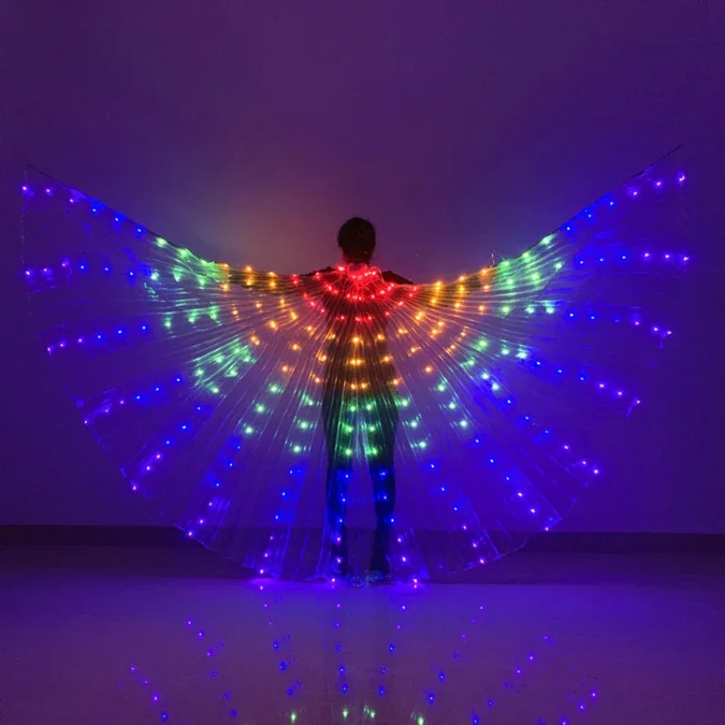 Ruoru Belly Dance Wings Kids Adult Luminous Isis Wings Led Light Up Wing Women Girls Led Cape for Party Show Rave Halloween — zdjęcie 2
