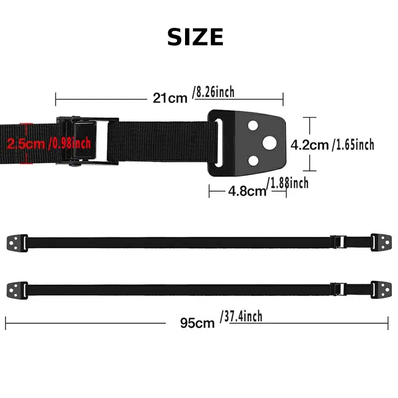 2 Pack Adjustable TV Safety Straps,No-Drill Adhesive Anti-Tip Furniture Anchors for Baby Proofing,Flat Screens Fix to Wall