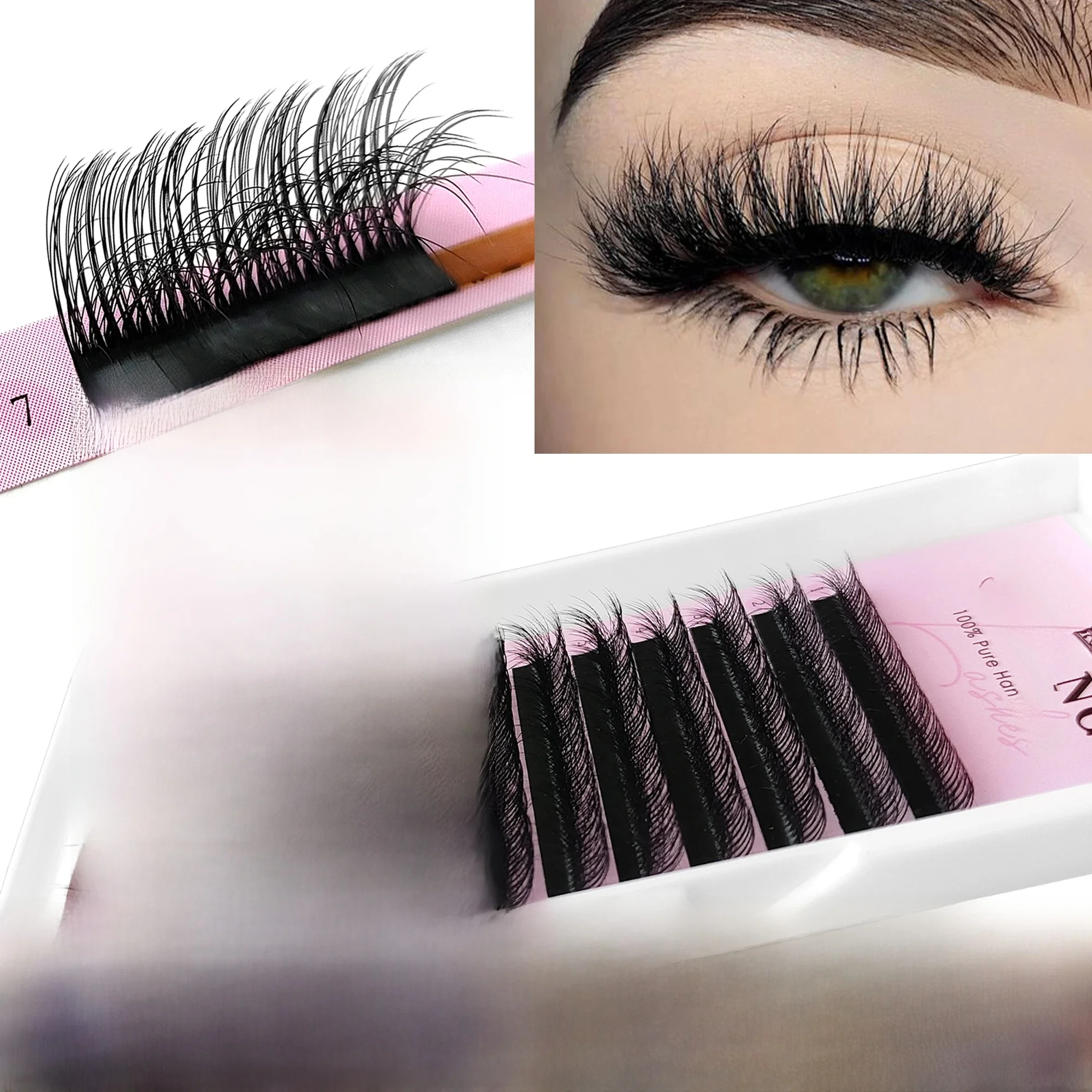 CoMango 3D Camellia Wielowarstwowe przedłużanie rzęs LC/LD Curl Matte Black Wysokiej jakości marka rzęs Wispy Volume Blooming Bouquet Lash — zdjęcie 2
