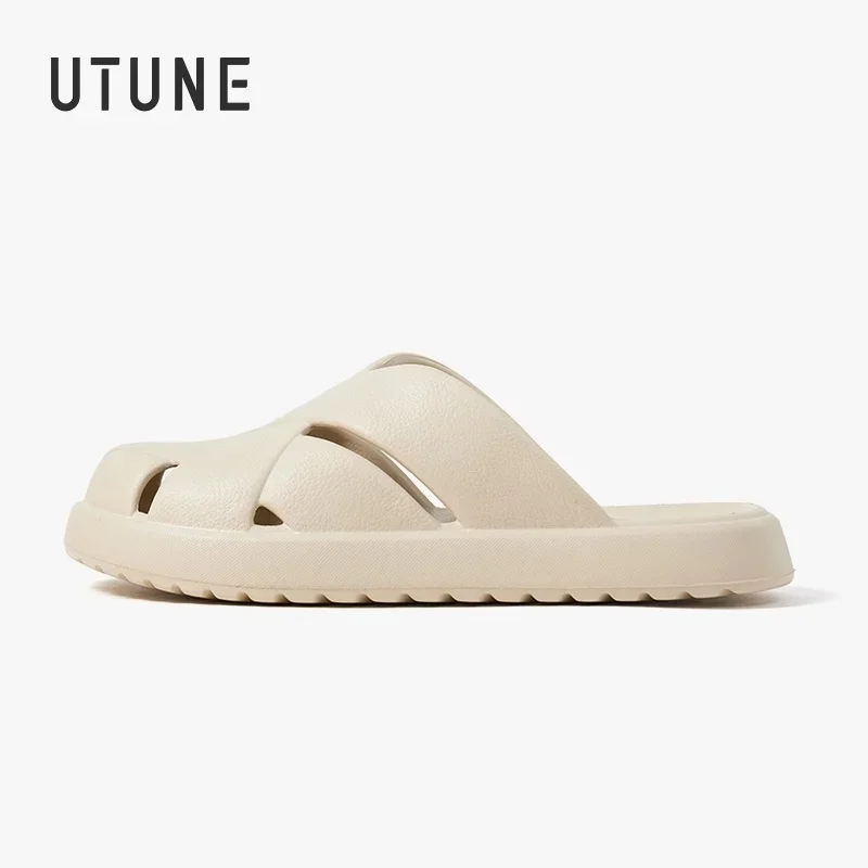 

Женские сандалии UTUNE, лето 2026, легкие нескользящие тканые тапочки с носком, мягкая уличная обувь на платформе с открытым носком, роскошная женская обувь
