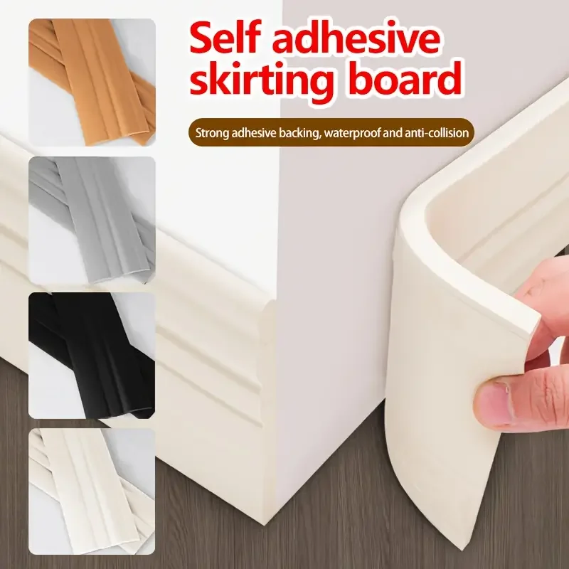 1PC 2m/78.74inch Self-adhesive Skirting Waist Line Flexible Baseboards , Peel and Stick for Strip Lines anti-collision Wall