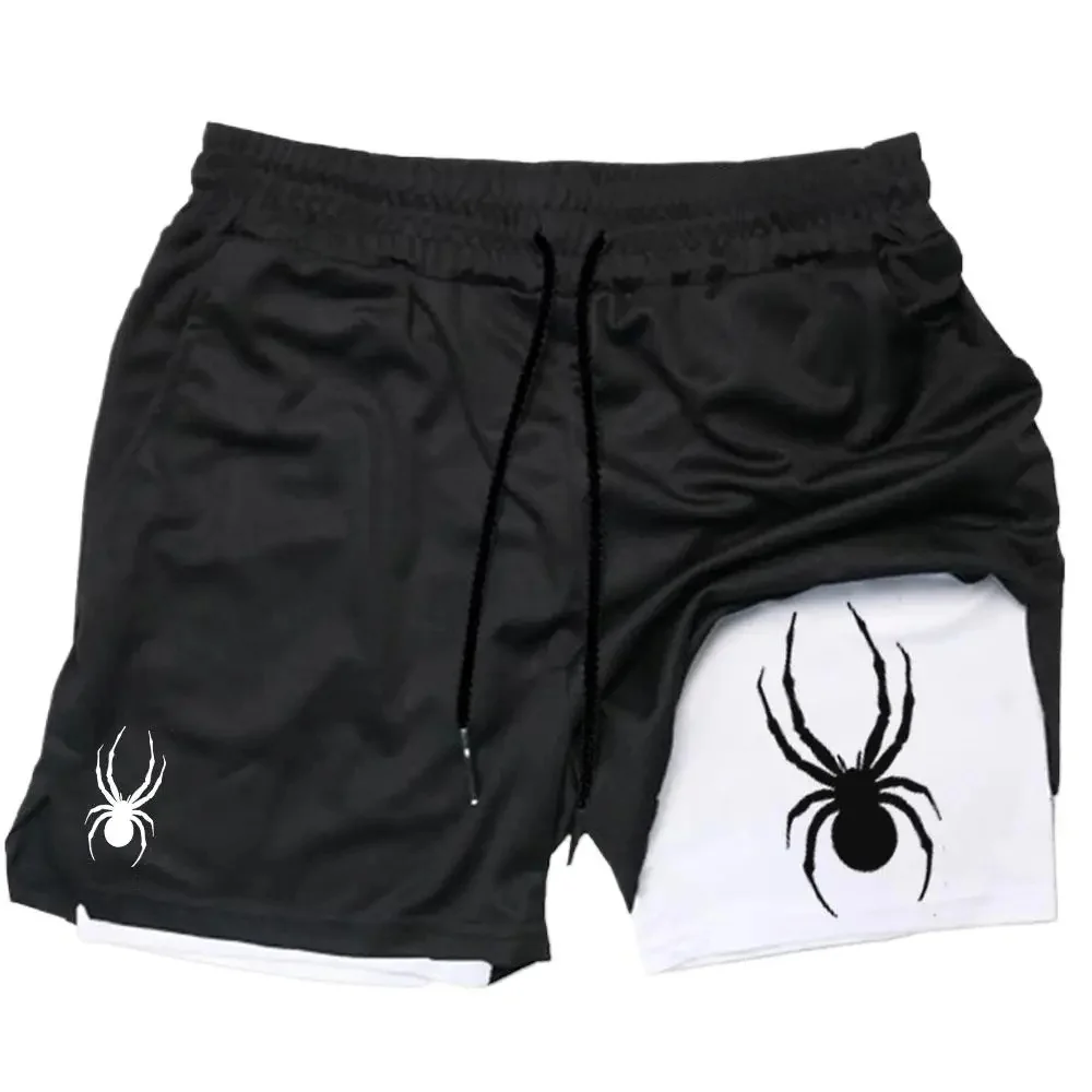 2025 été nouveau Spider hommes Shorts de sport 2 en 1 Gym Shorts de course Jogging vêtements de sport décontractés Fitness Double couche Shorts