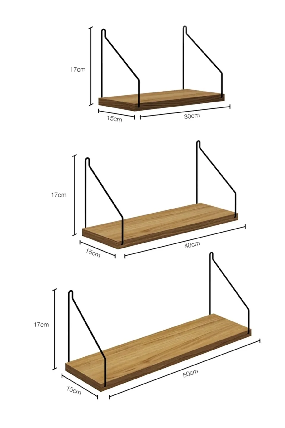 Wall Shelf Set of 3 Bookshelves and Spirit Level home room kitchen cosmetic book home decor organizer wooden design