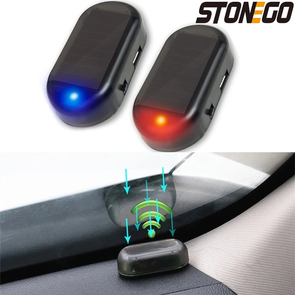 STONEGO Solar Power Car Security Alarm LED Light Anti-Theft Warning Flash Blinking Fake Car Led Light Flash Blinking Lamp