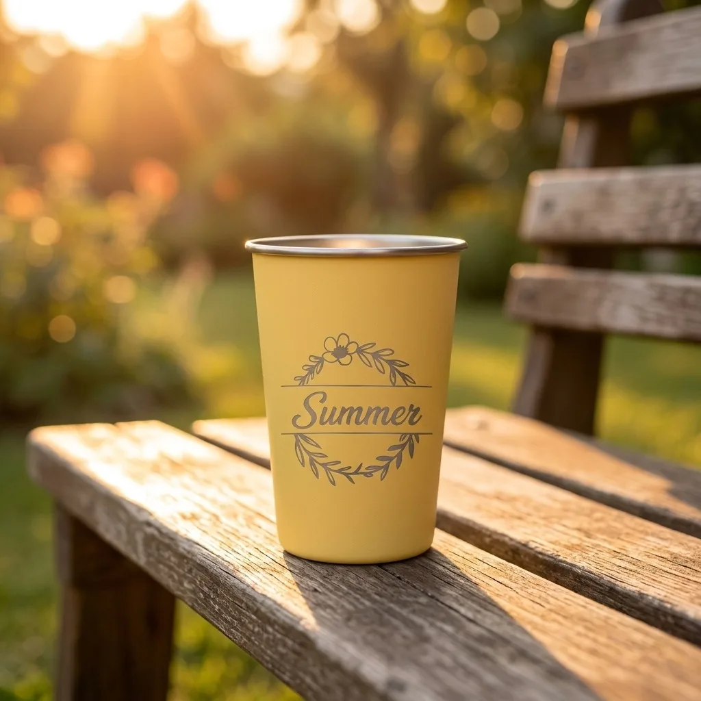 Colorful Custom Engraved Stainless Steel Cup, Portable Metal Drinking Mug, Beach Camping Picnic Party Reusable Tumbler.