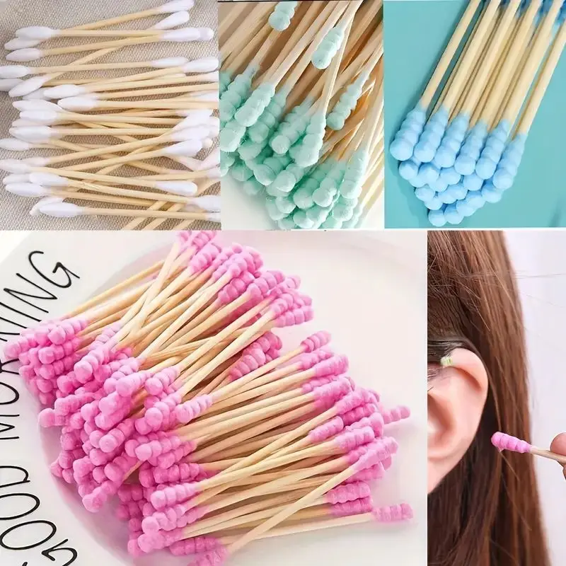 100 Pieces Double-Ended Cotton Swabs Sticks - Soft and Gentle Cotton Buds Tips for Delicate Nose and Ears Cleaning, Effective