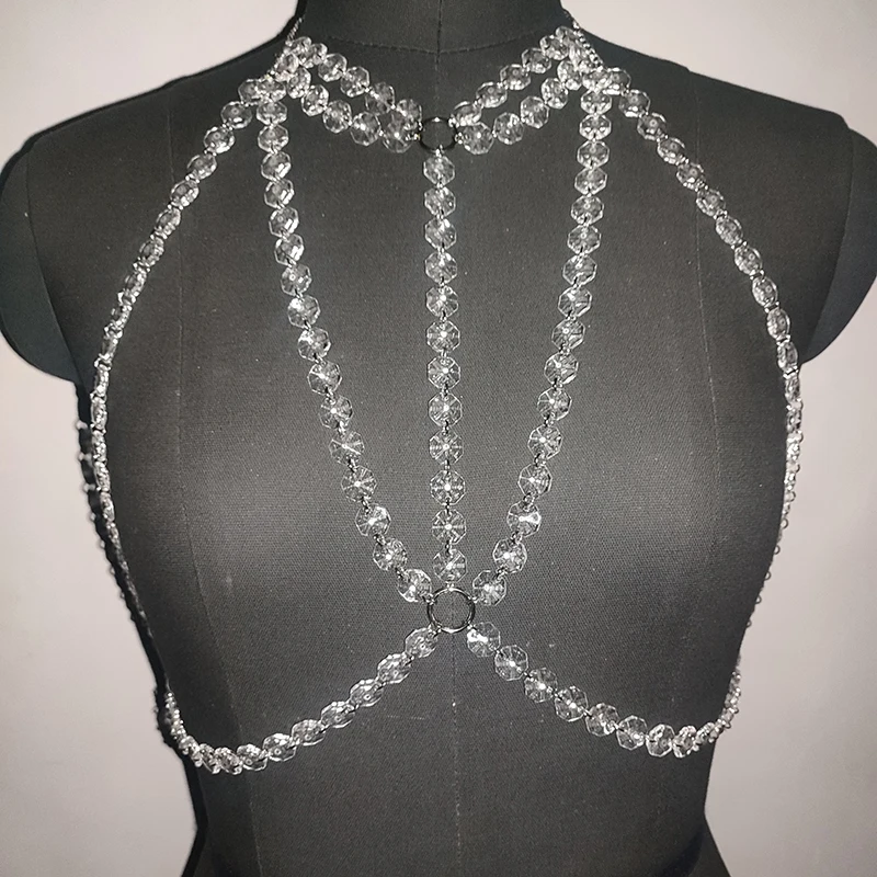 Winter Women\'s Fashion Rhinestone Top Wear New Trendy Sexy Lingerie Chain Accessories Multiple Colours