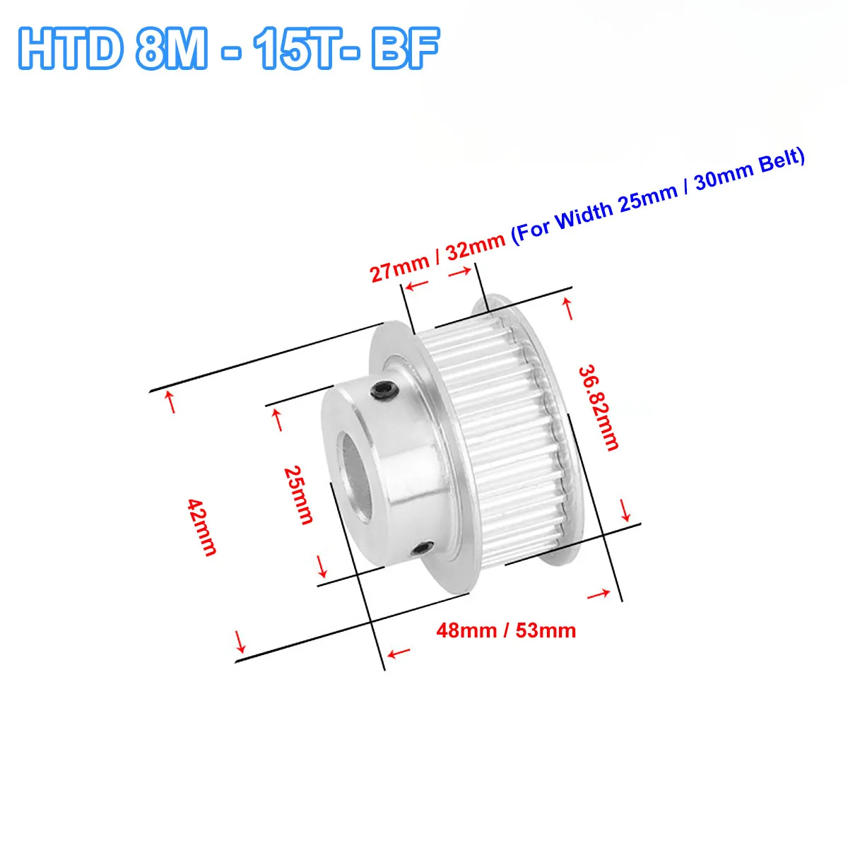 

HTD 8M 15Tooth Timing Pulley Keyway 8M-15T BF Synchronus Pulley Bore 8/10/12/14/15mm For Width 25/30mm 8M Timing Belt