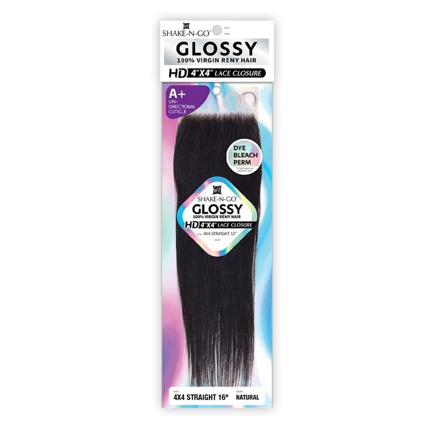 

Shake-N-Go Virgin Remy Hair Глянцевая HD кружевная застежка 4X4 Прямые 16 дюймов