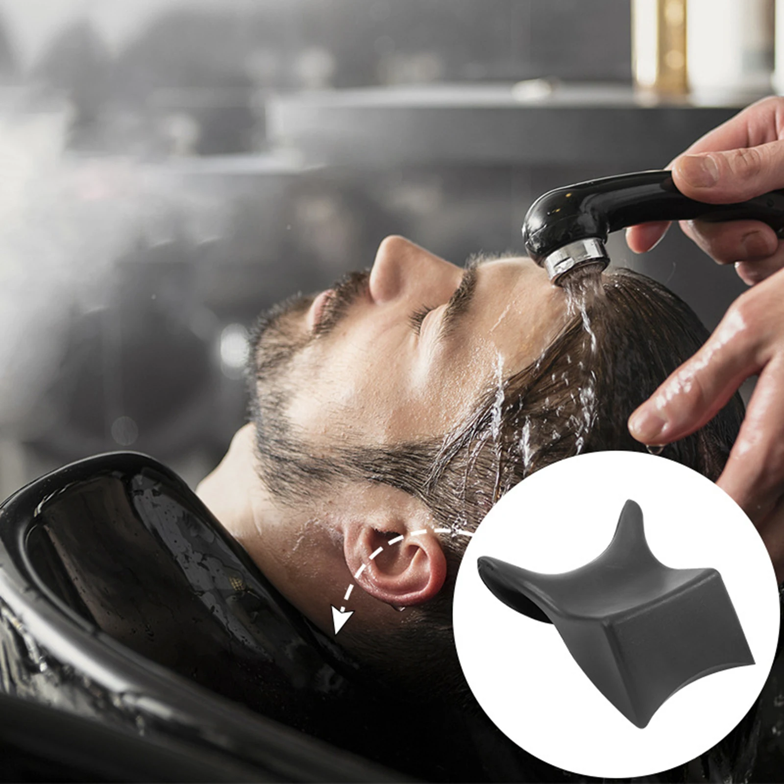 Cuenco de champú, almohada para el cuello, cojín para descanso del cuello de salón, cuenco de champú, pinza de cuero PU, lavabo de salón, almohada para lavabo de pelo