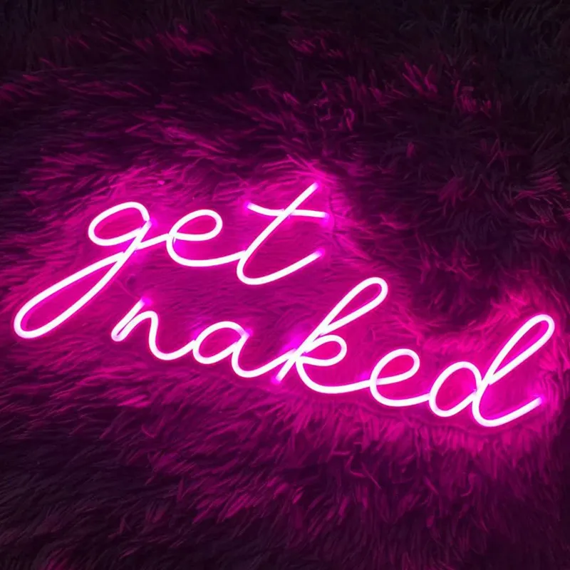 Neon Sign Get Naked, Custom Led Neon Sign Light Room Decor, USB Light Bathroom Bedroom Wall Decor, Waterproof Led Light Sign