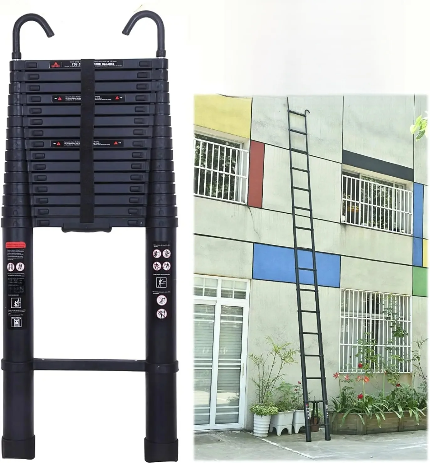 DayPlus 3,2-6,2M telescopische ladder met dakhaakset Aluminium Draagbaar Multifunctioneel Opvouwbaar Draagbaar Zwaar uitgevoerd Uitschuifbaar - afbeelding 2