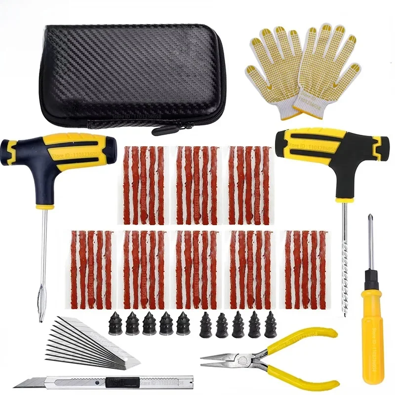 AliExpress NONE New Car Tire Repair Tool Kit Studding Tool Auto Bike Puncture Plug Garage Needle Nose Pliers Vacuum Film Nail EVA Storage Case