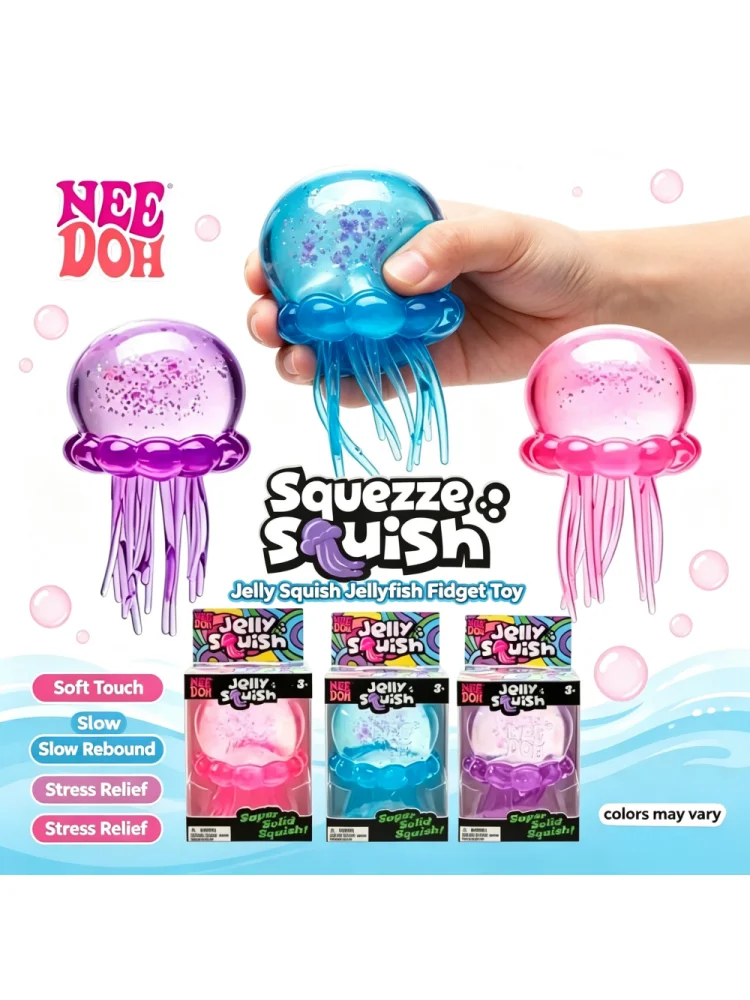 Trendiges Nee Doh Quallen- & Würfel-Squish-Spielzeug, Weiches Quallen-Quetsch-Stressabbau-Fidget-Spielzeug, Sensorisches NeeDoh für Kinder & Erwachsene