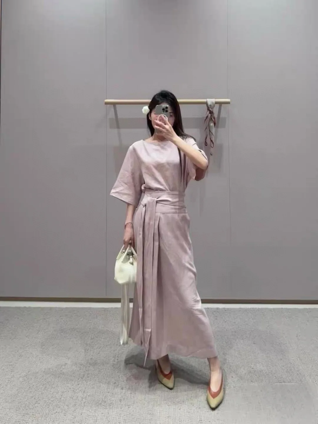 Spring summer solid color luxurious elegant linen skirt suit