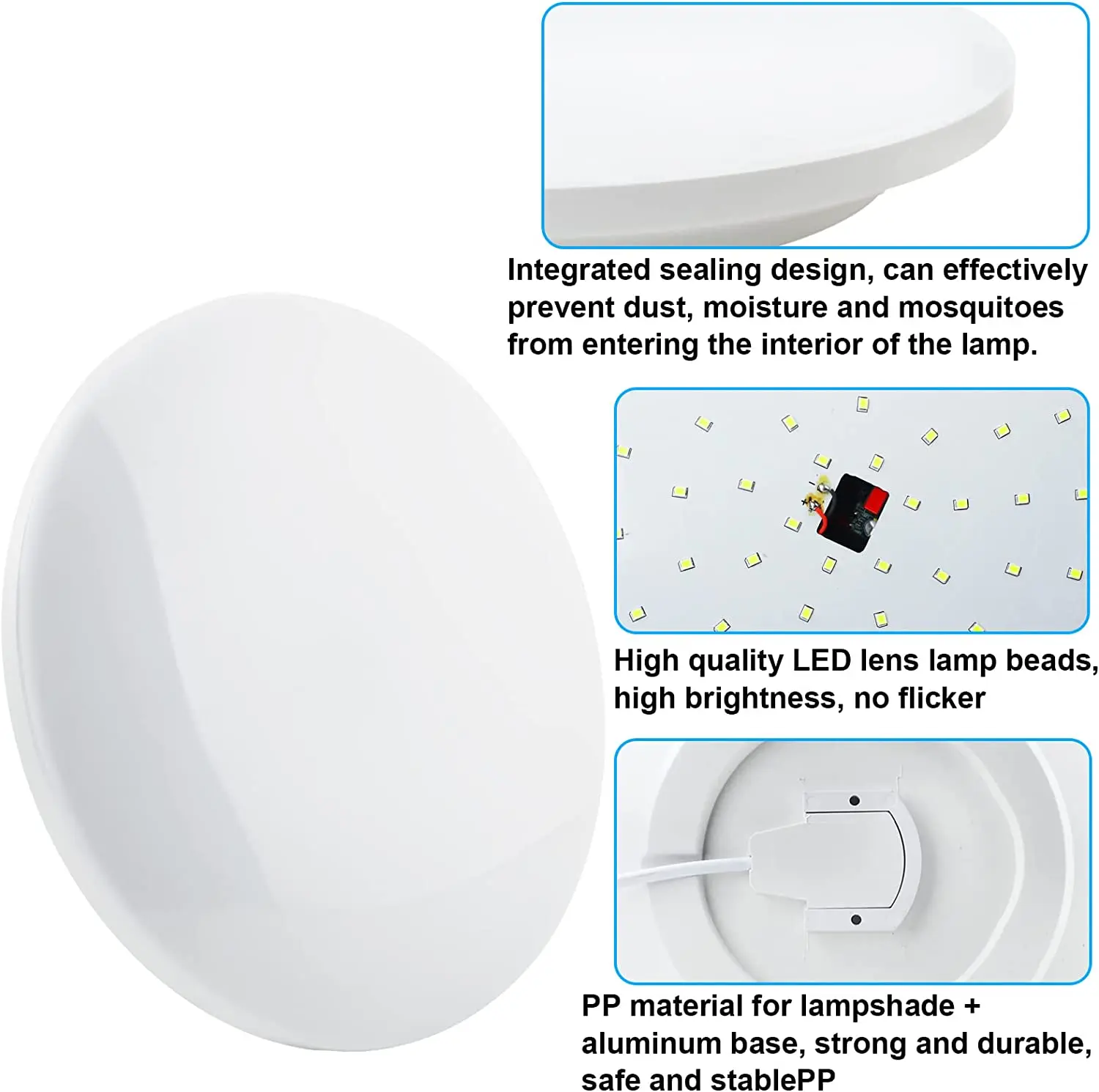 Imagem -04 - Luz de Teto Led Luz Redonda do Quarto Branco 6500 Kip55 Impermeável Lâmpada do Banheiro Iluminação Moderna do Teto Indmird30w