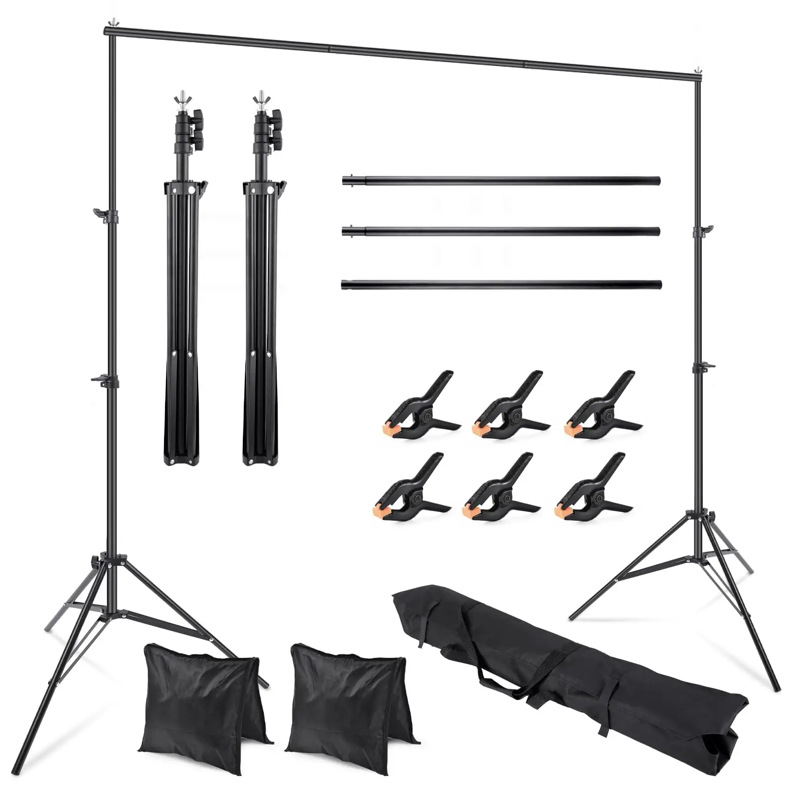 Image of SAEIV Hintergrundständer, 2m verstellbares Hintergrundstützsystem-Set, geeignet für Fotowände und Fotostudios