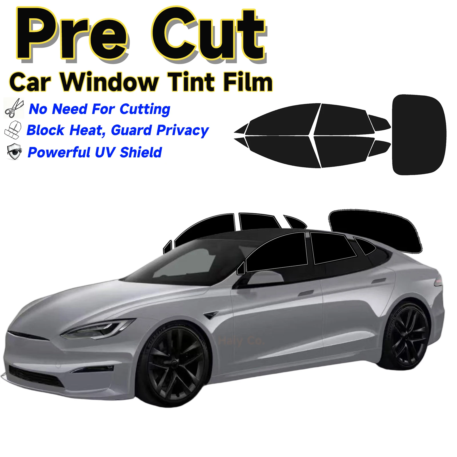 

Pre-Cut Window Tint for Tesla Model S 2012-2026 Sun Uv-Ir Blocking Heat & Glare 2-Ply Window Protector Privacy Films Shade