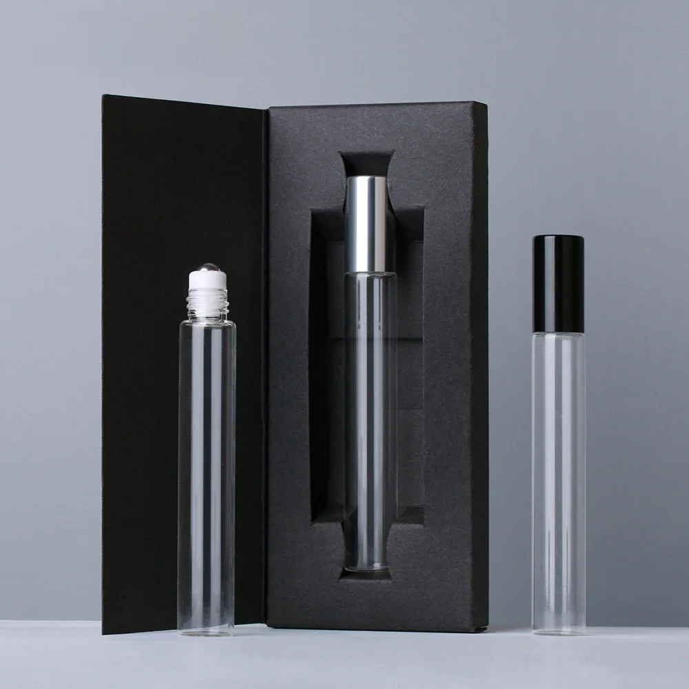 Bouteille d'Huile Essentielle avec Boîte de sexuellement, 10ml, 50 Pièces/Lot, Bouteille d'Échdébordà Bille, Rouleau en Verre, Cosmétique Durable, Beaucoup