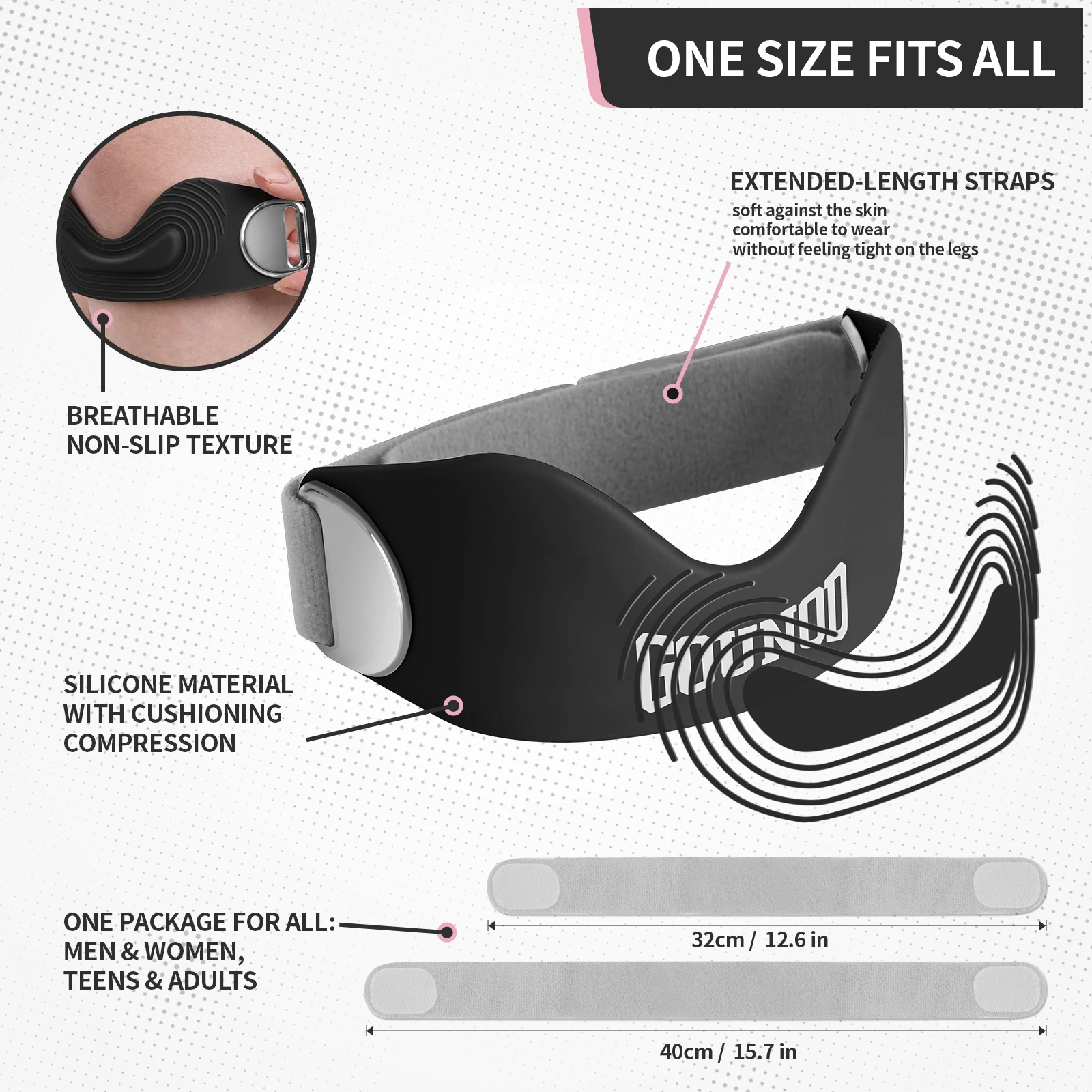 GOUNOD سيليكون الرضفة وتر دعم حزام لتخفيف آلام الركبة عدم الانزلاق قابل للتعديل الركبة الأشرطة تشغيل المشي لمسافات طويلة الرضفة الفرقة