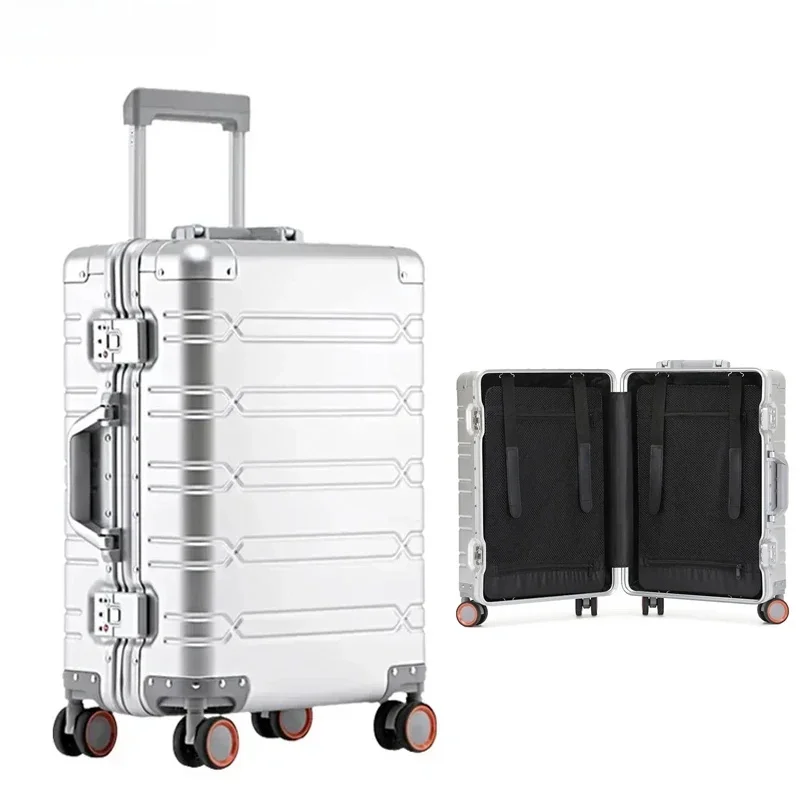 EU VOORRAAD Alle Aluminium Reiskoffer hoogwaardige Zakelijke Rolling Bagage op Wielen Trolley 20 inch Carry-Ons Cabine Koffer